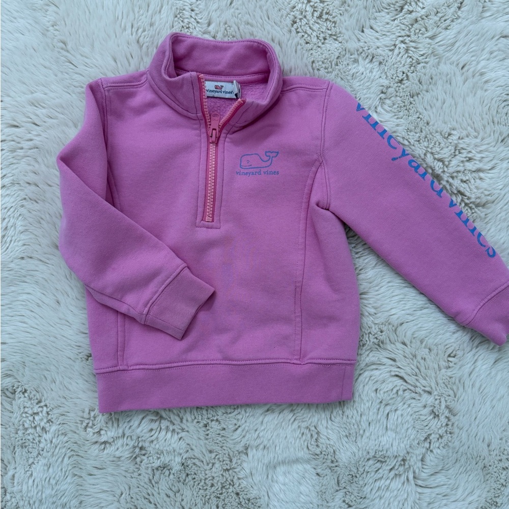 Vineyard Vines Kids Light Pink Quarter-Zip Sweatshirt 2T